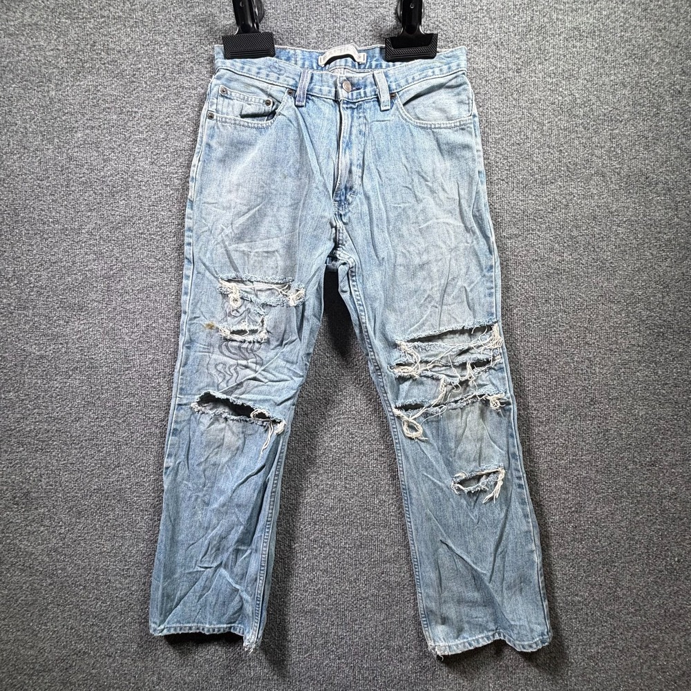VTG Express Bootcut Jeans Mens 31x30 Blue Cotton Denim Faded Distressed Workwear